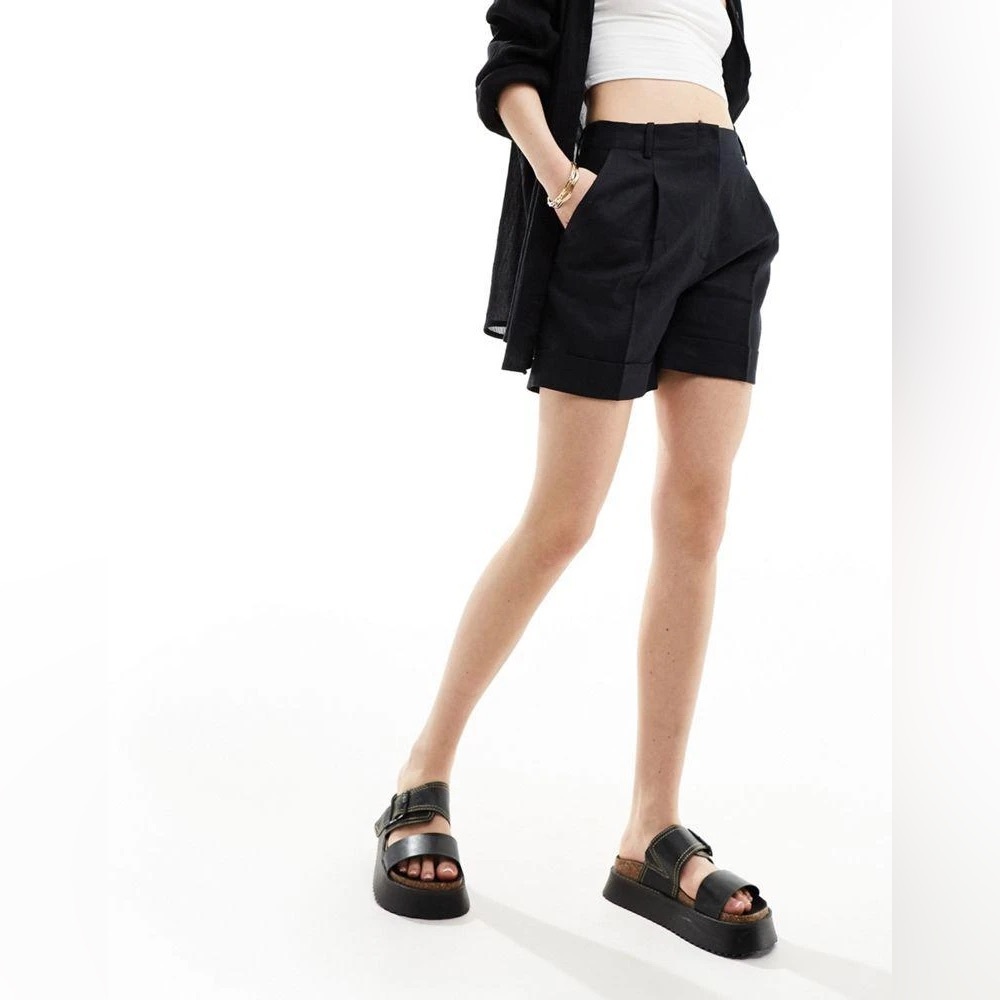 & Other Stories tailored pleated and cuffed shorts